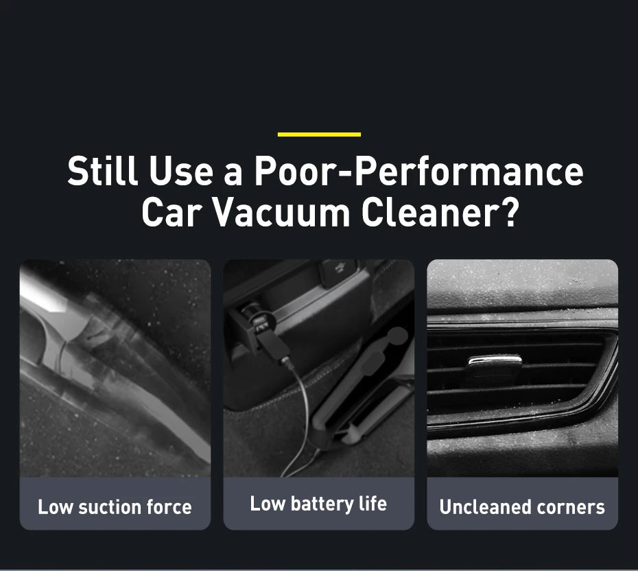 Baseus A3 15000Pa Car Vacuum Cleaner Wireless Cleaner Mini Portable Powerful Auto Vacuum Cleaner Air Blower W LED for Home Car