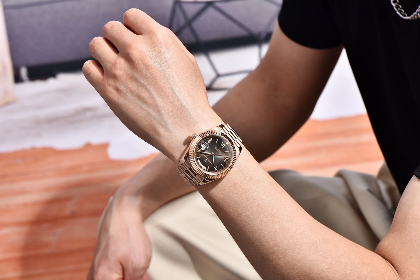 2025 New PAGANI DESIGN DD40 Luxury Rose Gold Automatic Watch For Men Mechanical Watches AR Sapphire Glass Date Wrist watch Men
