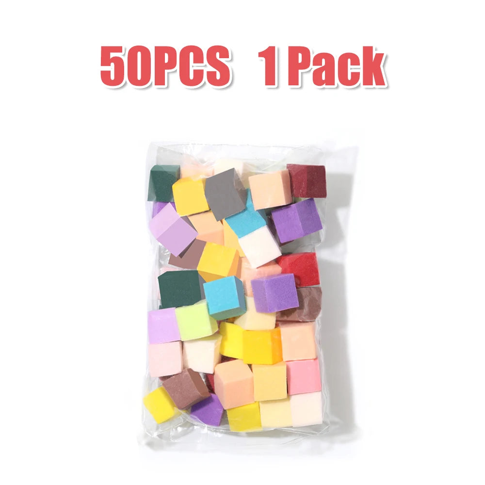 YIKOOLIN 50Pcs Soft Nail Sponges Nail Art Sponges With Grabbing Pen Nail Brush Manicure Nail Art Tools Professional Accessories