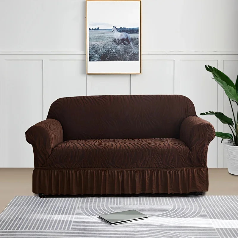 1 Piece Set Sea Wave Skirt Stretch Sofa Cover Non-slip Full Cover Dust Cover Bedroom Living Room Home Decoration 2/3/4 People