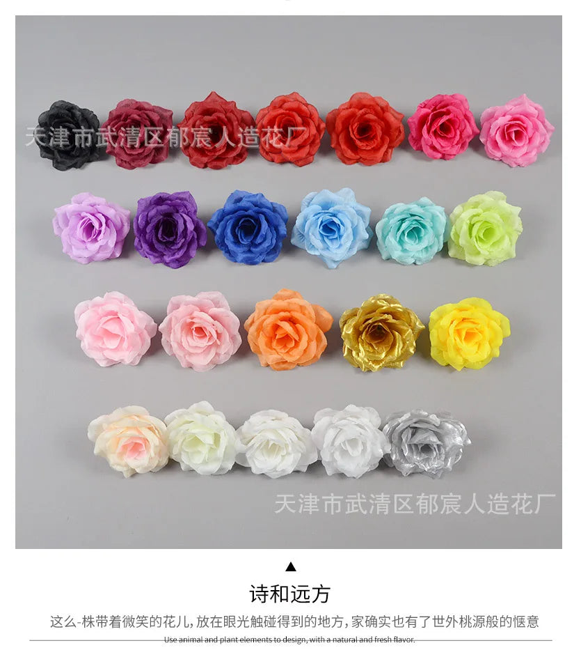 10pcs 10cm Artificial Roses Flower Heads DIY Wedding Home Decoration Party Festival Supplies Fake Flowers