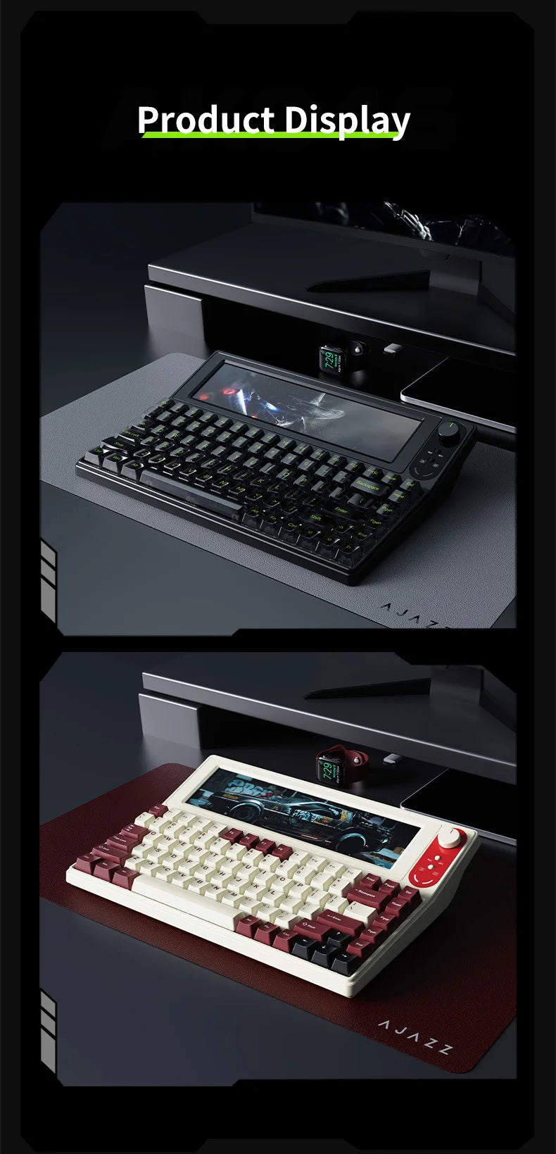 AJAZZ AKP846 Mechanical Keyboard Wired With Screen Programming Custom Driver QMK Open Source 10.1-Inch Color Screen Office Game