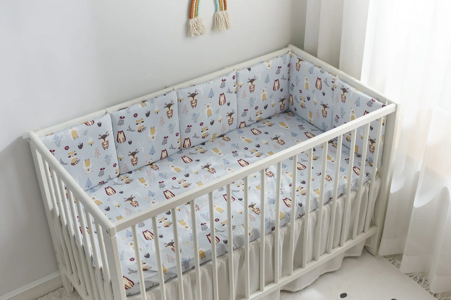 Bedding Set Pure Cotton Playpen 30x30 Small Raccoon 6 Whole Pieces Baby Crib Fence Newborn Washable Crib Bedding Set