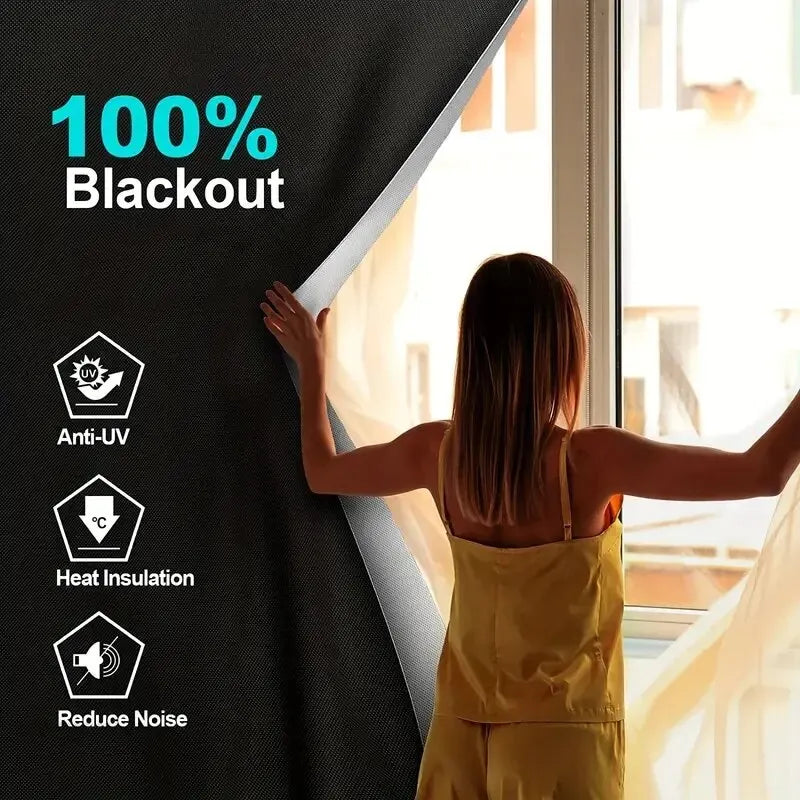 1pcs Plain Curtain, Simple Polyester Blackout Curtain For Home Decor Portable Foldable Travel Curtains, UV Protection, Room