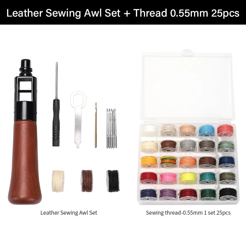 WUTA Leather Sewing Awl Thread Kit Speedy Stitcher Hand Sewing Machine Tools Kit Leather Craft Stitching Shoemaker Canvas Repair