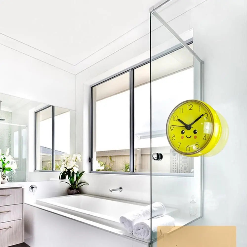Mini Sucker Wall Clock Bathroom Anti-Fog Waterproof 7cm Kitchen Toilet Small Quartz Table Clock