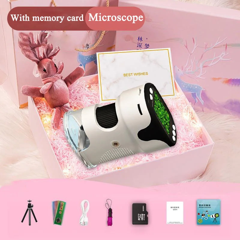 Handheld Digital Microscope For Kids With 2Inch HD Screen Videotape 200-1000X Pocket Microscope Educational Gift For Children