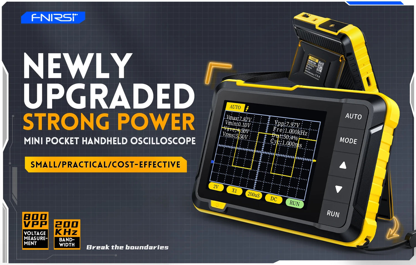 FNIRSI-138 PRO DSO152 Handheld Digital Oscilloscope 2.5MSa/s 200KHz Analog Bandwidth Support AUTO,80Khz PWM And Firmware Update