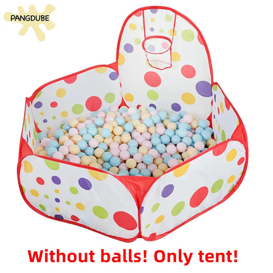 PANGDUBE 1.2m Folding Baby Playpen with Basket Hoop Children's Tent Kid Ball Pit Dry Pool Without Balls Play Tent for Children