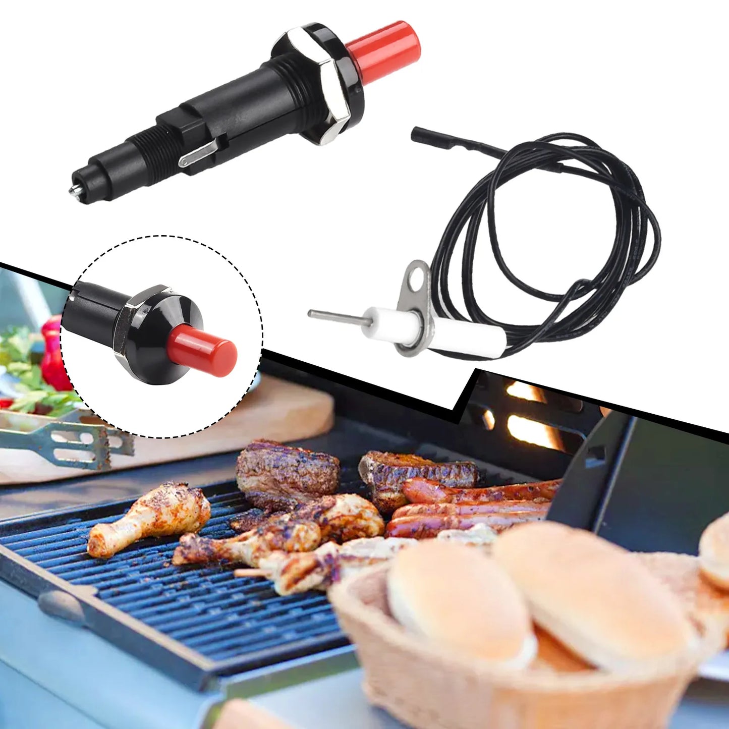 Outdoor Stove Electric Igniter Push Button Piezo Ignitor With Cable Spark Ignition Kit Portable BBQ Kitchen Lighters Home Appli