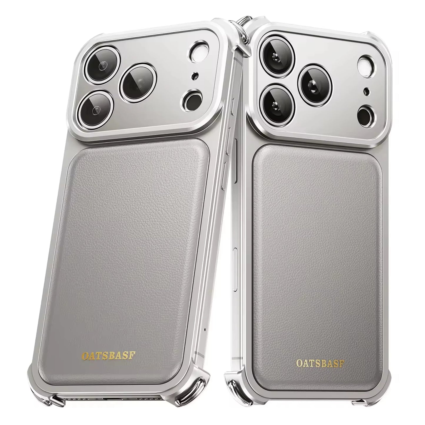 Luxury Bounce Magnetic Leather Mobile Phone Case For IPhone 17 16 Pro Max Frameless Aluminum Metal Bumper Shockproof Back Cover