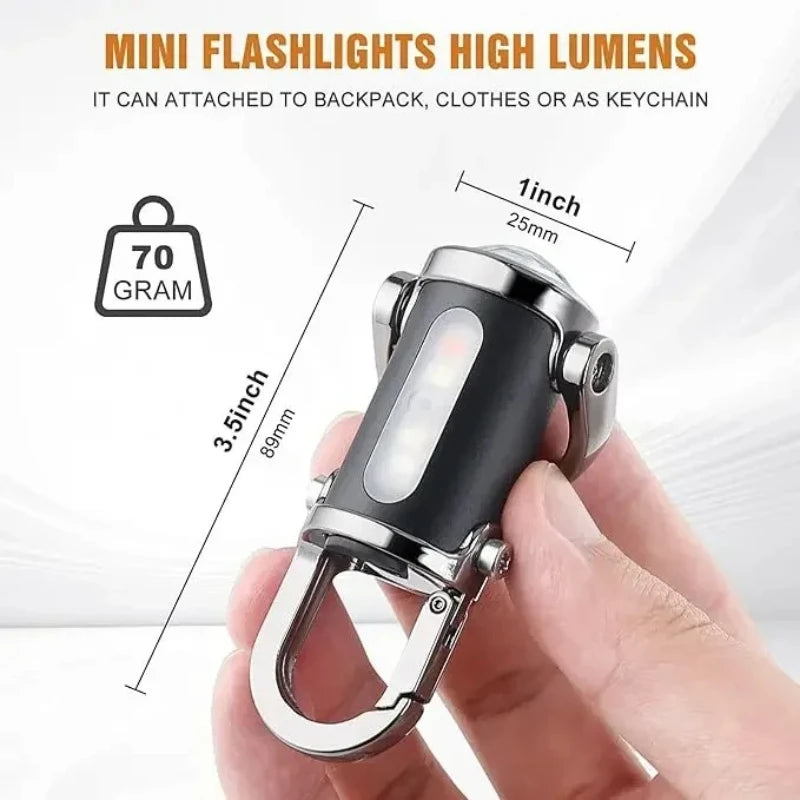 Rechargeable Keychain Flashlights Multifunction COB Work Light 6 Modes Emergency Keychain Light for Walking Searching Hiking