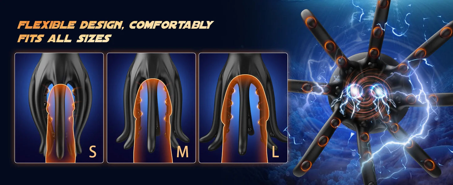 Male Masturbator Eelectroshock Tentacle Shaped Penis Vibrator 360° Wrapping Prostate Massager Handheld Adult Sex Toys for Men 18