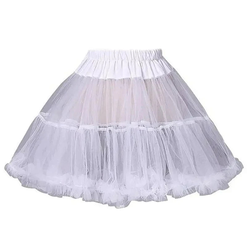 Girls Ruffled Short Petticoat Solid White Color Fluffy Bubble Tutu Skirt Puffy Waistband Mini Hoopless Prom Crinoline Underskirt
