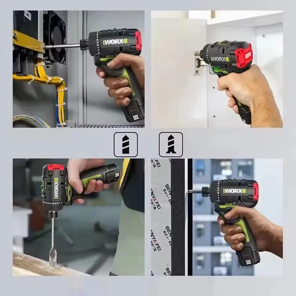 Worx WU129 Cordless Screwdriver 12V 1800rpm Brushless Motor 40Nm Dual Speed Adjustable Torque Wireless Universal Drill