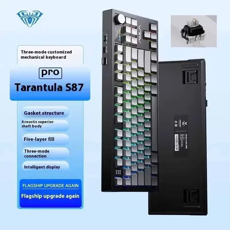 AULA S87Pro Gaming Mechanical Keyboard Wireless Bluetooth Keyboard Tri-mode RGB Hot Swappable Customized Games Accessories