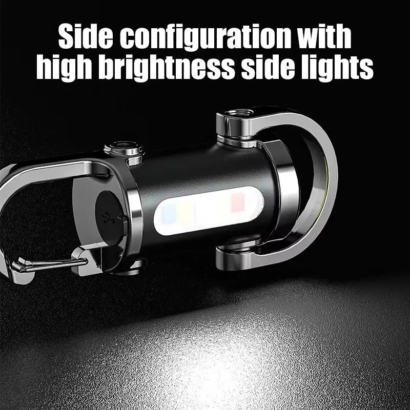 Rechargeable Keychain Flashlights Multifunction COB Work Light 6 Modes Emergency Keychain Light for Walking Searching Hiking