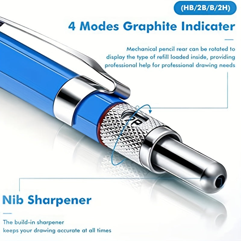 2.0mm Mechanical Pencil Set Black /Color Lead Refill 2B Automatic Pencil Art Sketch Painting Writing School Office Stationery