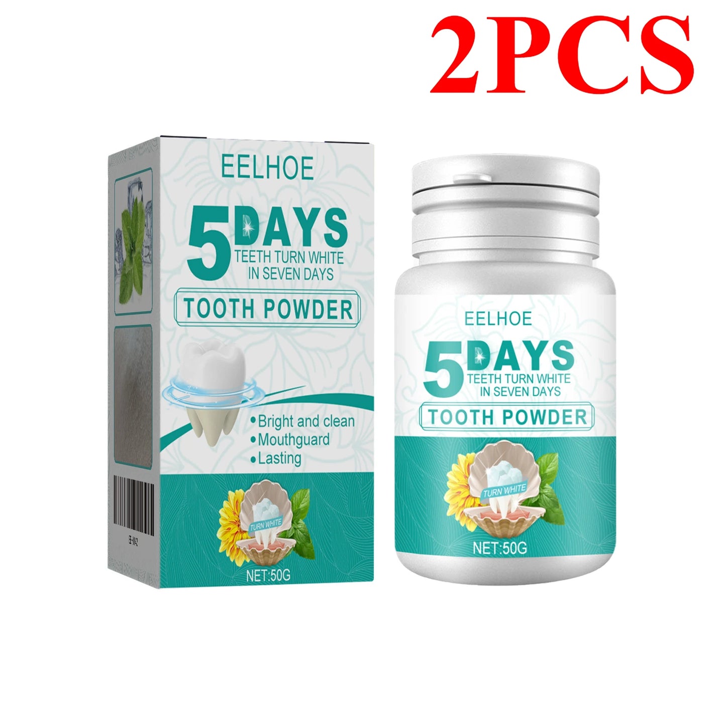 EELHOE Teeth Whitening Powder 5 Days Tooth Cleaning Oral Hygiene Care Plaque Stains Tartar Removal Stains Natural Cleaning Tool