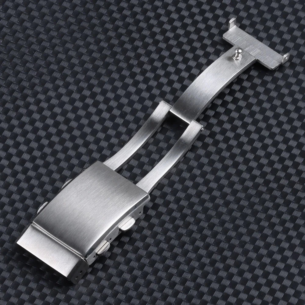 316L Stainless Steel Watch Clasp 18mm 20mm 22mm Brushed Silver Folding Safety Milled Clasp Replacement Deployant Watch Buckle