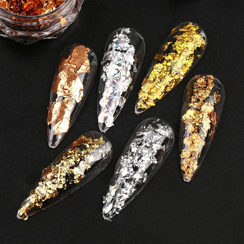 1 Box 12 Color Foil Pieces Nail Glitter Glitter Nail Decoration