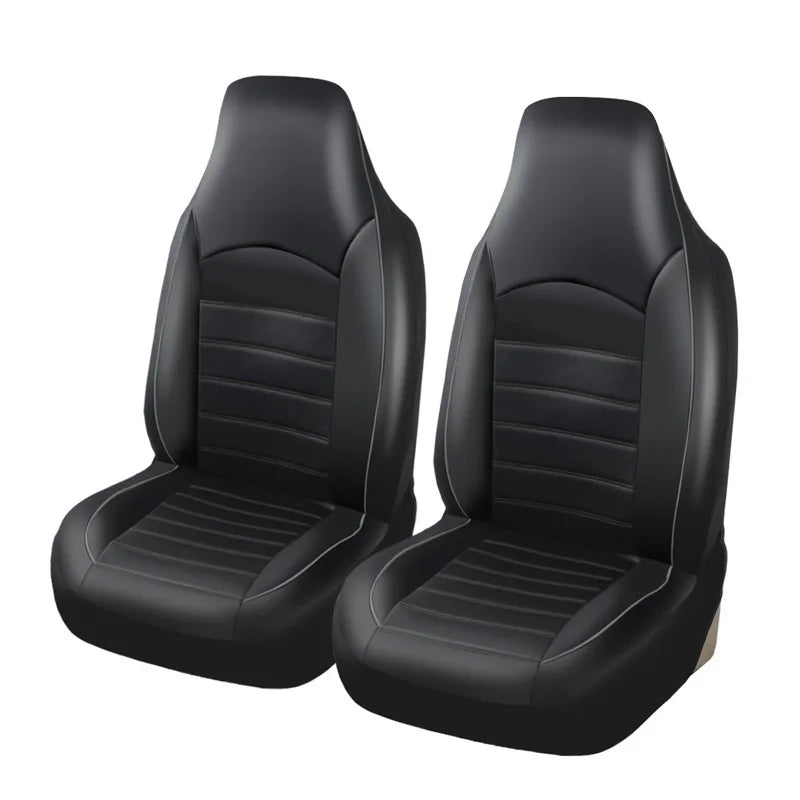 2 Front Universal PU Leather Car Seat Covers High Back Bucket Seat Cover Set for Most Cars, Trucks, SUVs and Van