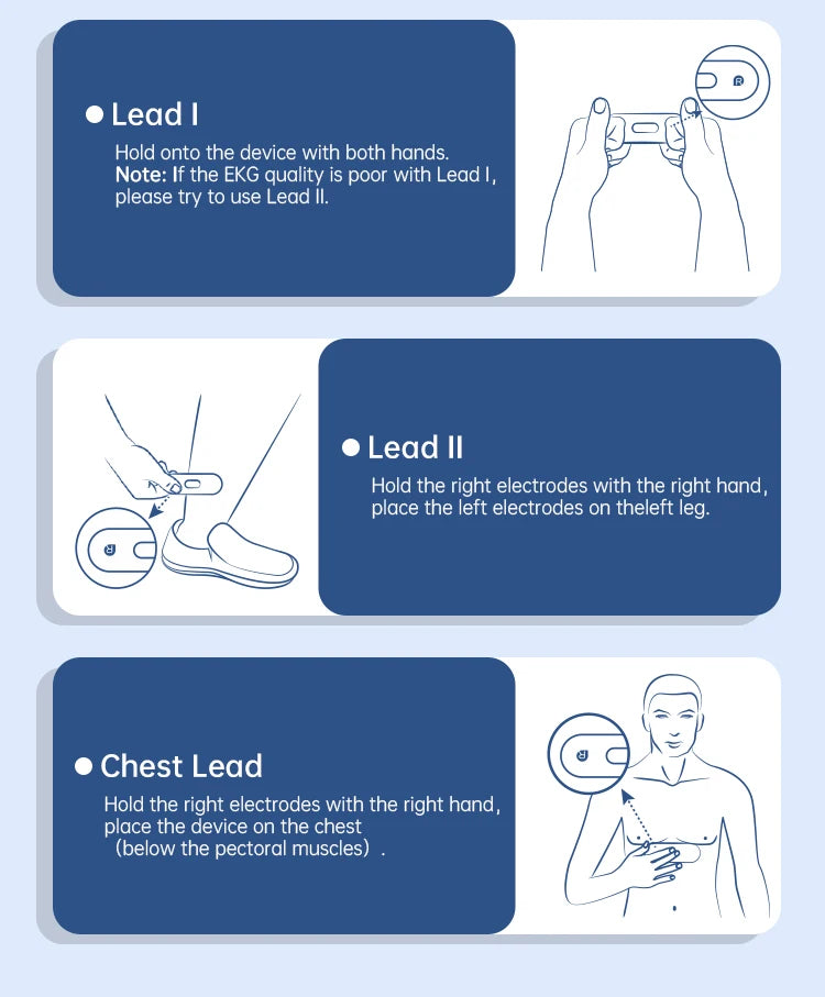 Pocket ECG Monitoring Device with OLED Screen Bluetooth EKG Monitor for Rhythm Waveform, Free APP AI Analyze with iOS/Android