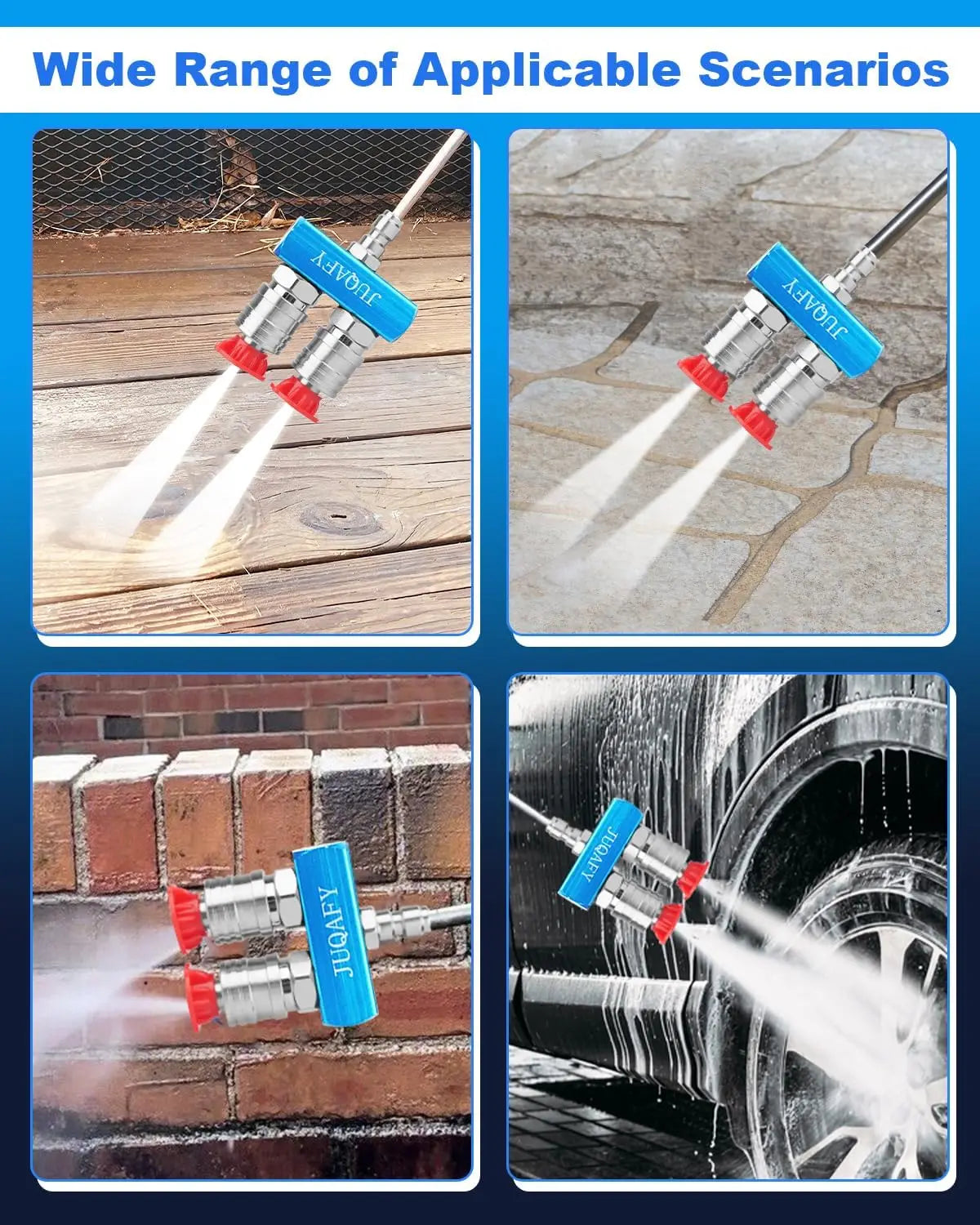 Pressure Washer Dual Nozzle Quick Connectors 1/4 inch Double Sprayer Tips