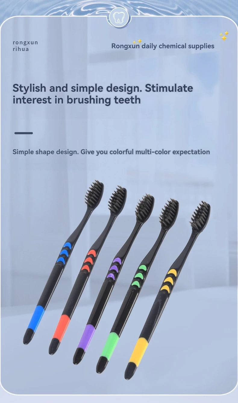 10pcs Charcoal Infused Soft Bristle Toothbrush for Deep Oral Cleaningand Gum Care -Ldeal for Daily Use by Adults at Home