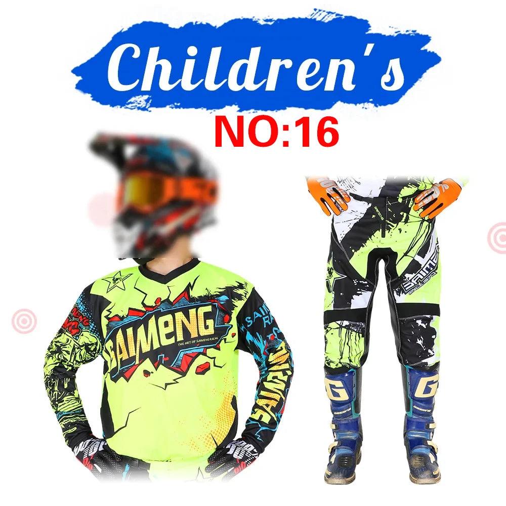 SIZE 20 22 24 26 28 saimeng children's enduro motocross gear set mx jersey pants motorcycle kits mtb Off Road youth racing suit
