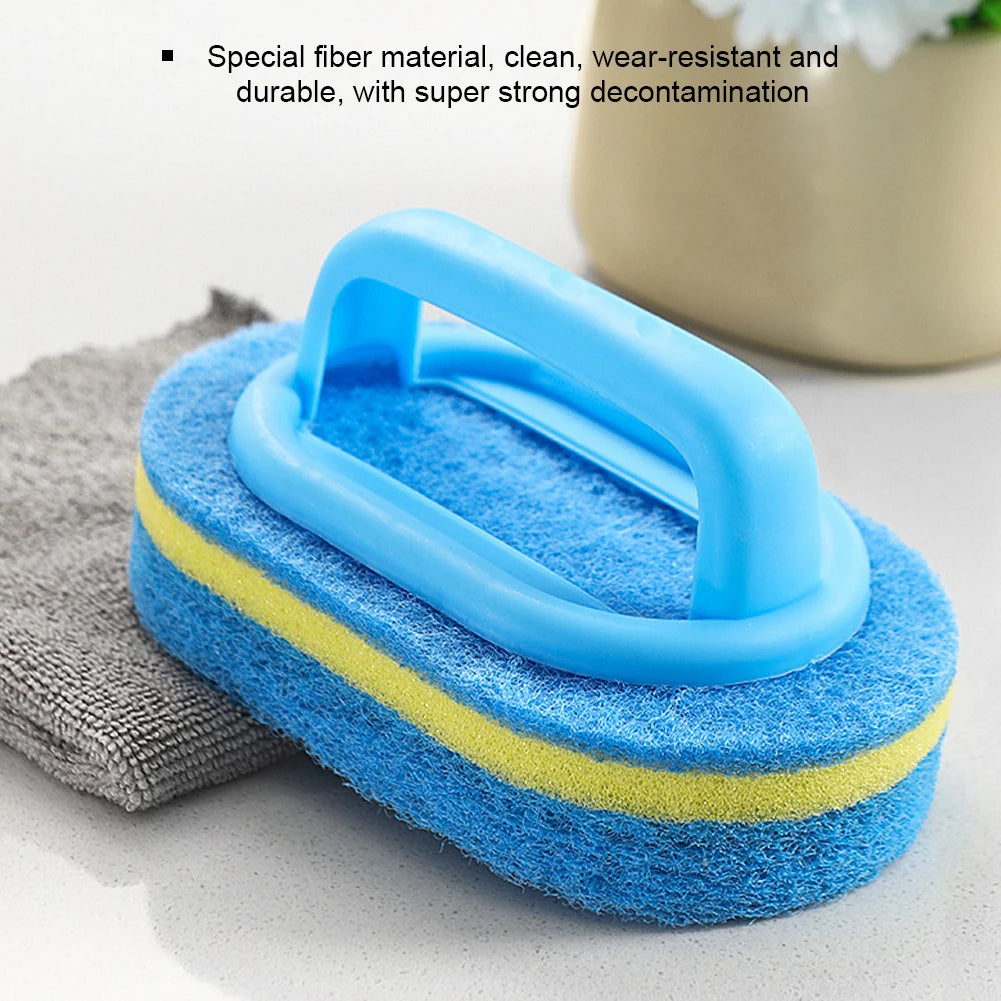 3PCS Household Cleaning Tool Brush with Handle Sponge Easy To Clean Kitchen, Bathroom, Ceramic Tiles, Walls and Windows Cleaning