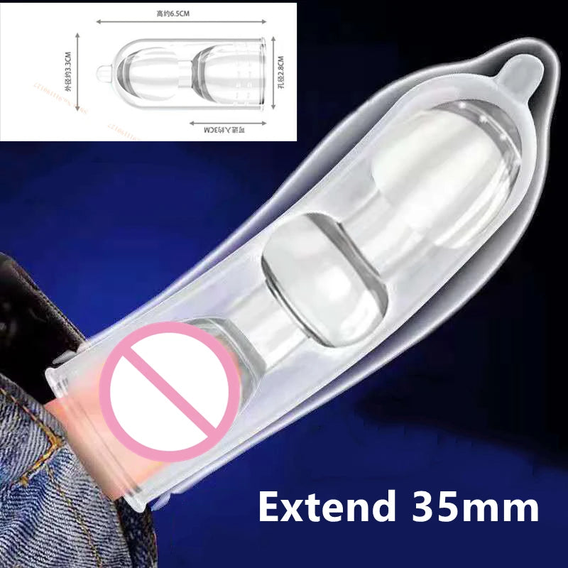 Large Penis Extension Sleeve Reusable Soft and Stretchable Delayed Ejaculation Condoms Male Dildo Extender Male Sex Toys