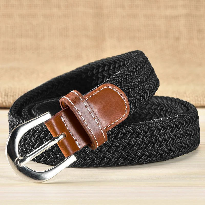 Fashionable Non Perforated Elastic Woven Elastic Waistband for Men And Women, Versatile Decorative Belt