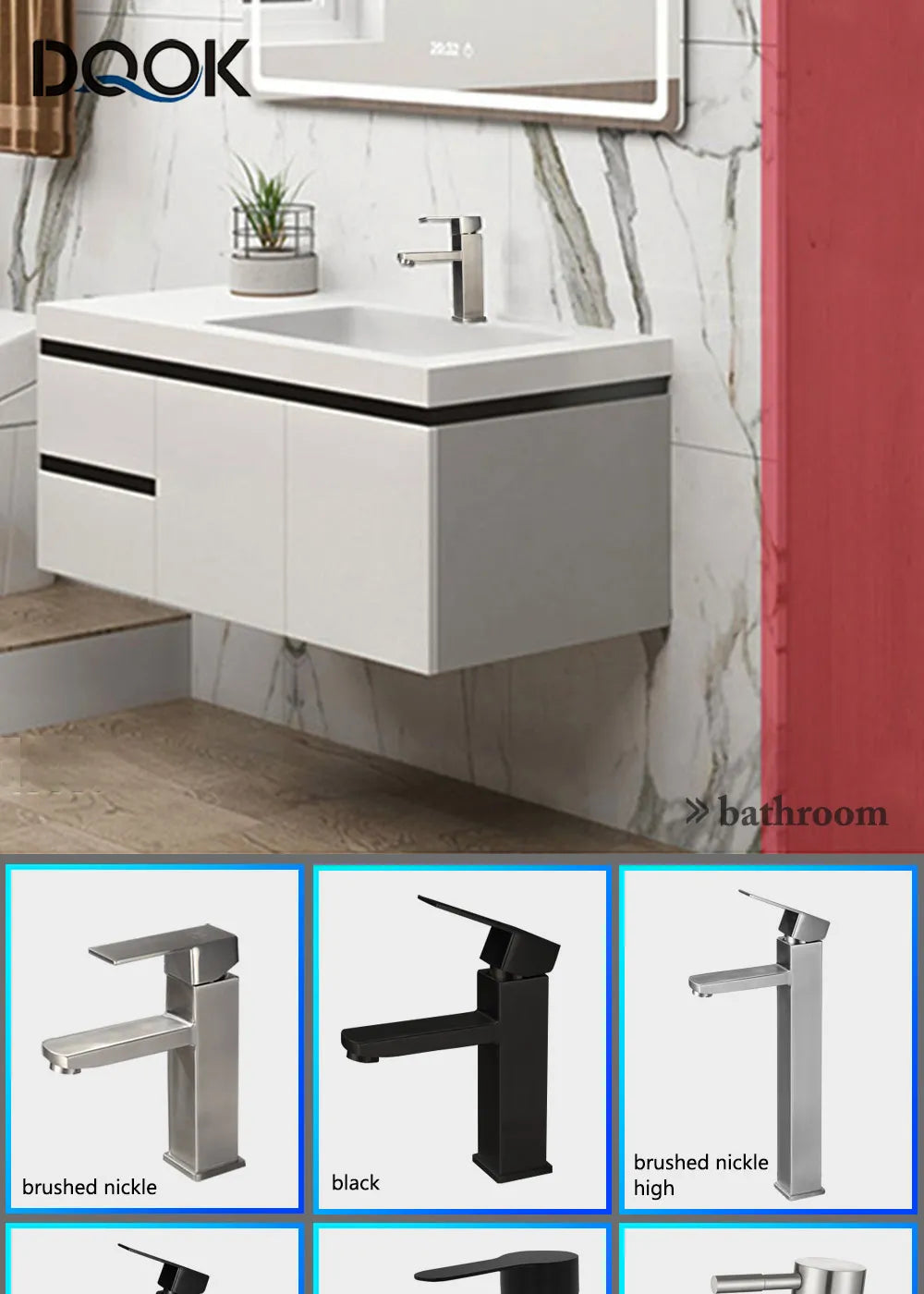 Basin Sink Bathroom Faucet Deck Mounted Hot Cold Water Basin Mixer Taps Matte Black Lavatory Sink Tap Crane