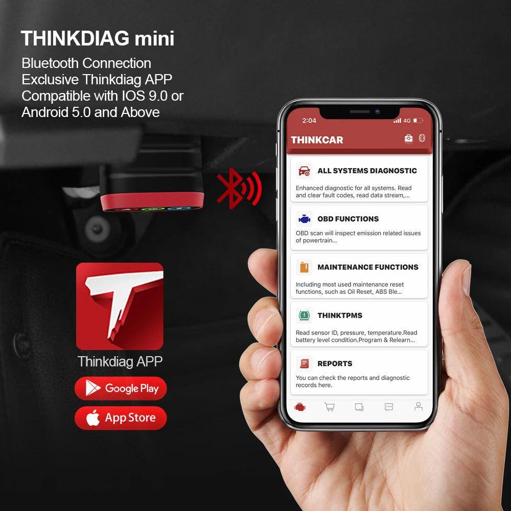 THINKCAR THINKDIAG MINI Auto OBD2 Bluetooth Scanner Full System Diagnostic All Car Lifetime Free Automotive Diagnosis Scan Tool