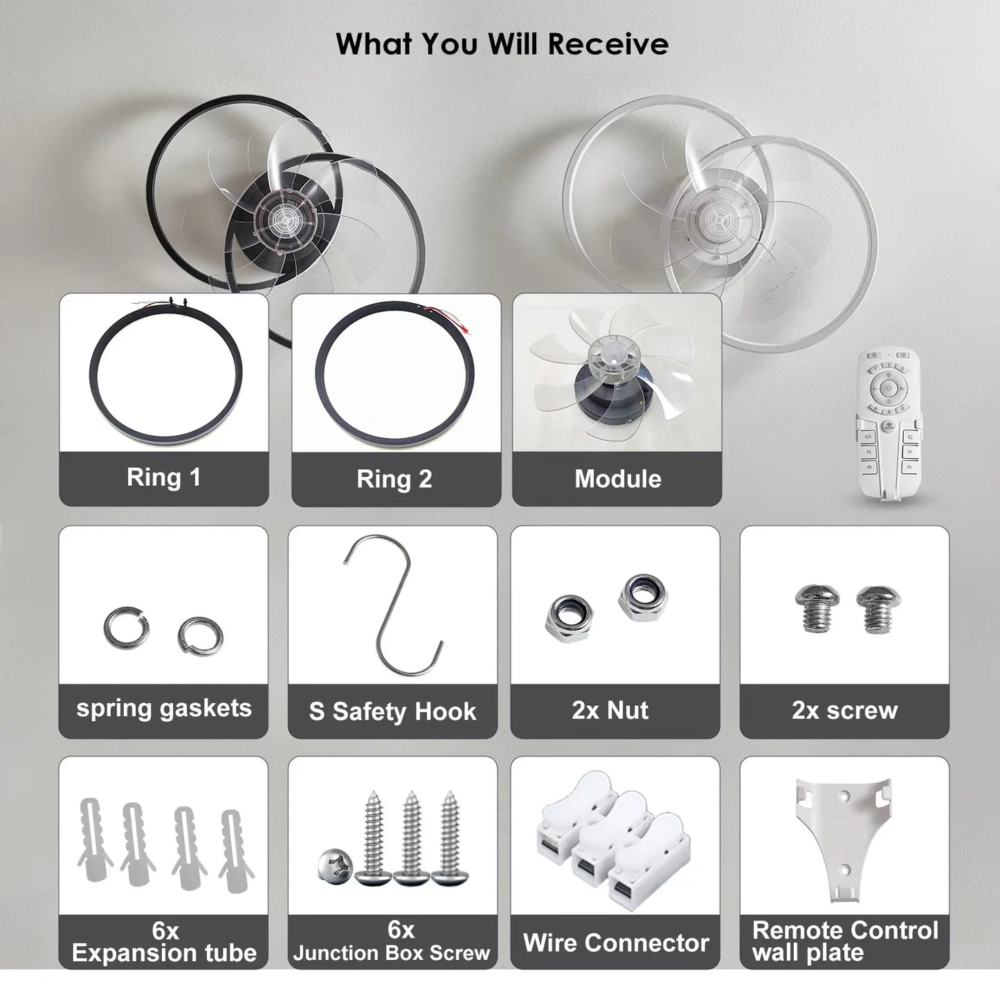 Modern Ceiling Fan with Light, Low Profile Ceiling Fan with Remote for Bedroom Kitchen Room LED Dimmable, Small Fan Light