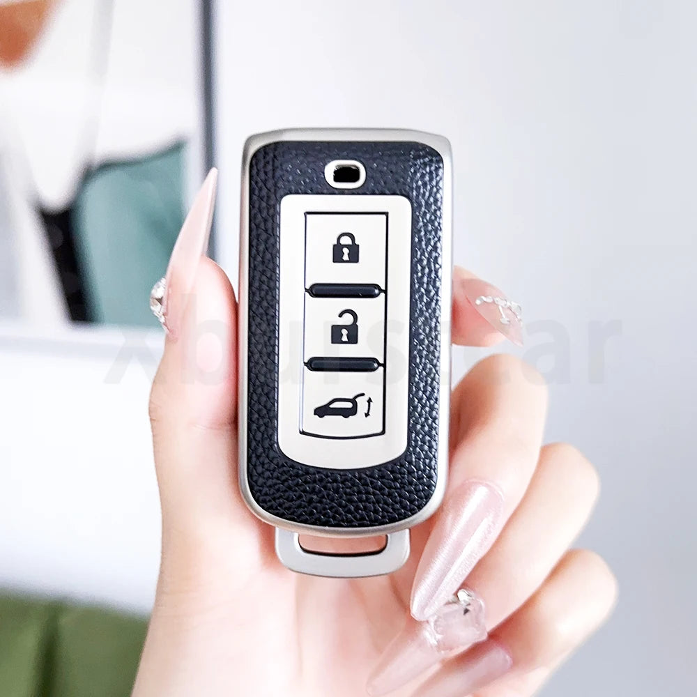 TPU Leather Auto Shell Fob Car Remote Key Case Cover for Mitsubishi Outlander ASX LANCER Pajero Sport Eclipse Cross Accessories