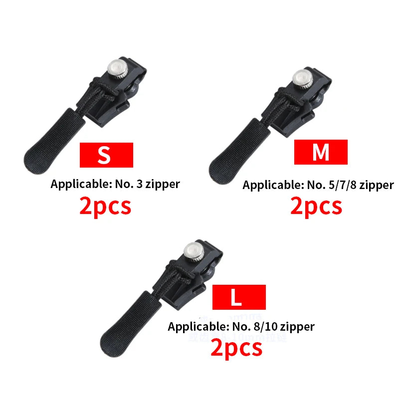 New 3 Different Size Zipper Repair Kit Removable Replacement Bad Buckle Instant Zipper Puller DIY Sewing Tools Zipper Head