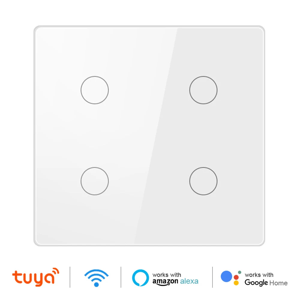 Tuya Smart WiFi Light Switch 4x4 Brazil Light Wall Switches Touch Panel 4/6 Gang Wireless Control for Alexa Google Home 100-250V