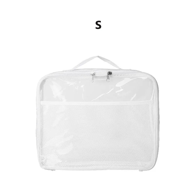 Large Capacity PVC Transparent Mesh Storage Bag Waterproof Casual Makeup Storage Bag Zipper Bag Portable Toy Packaging Bag