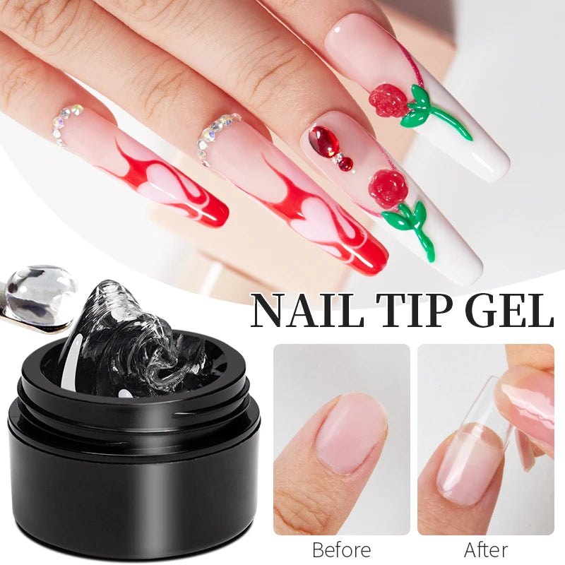 BOZLIN 15ML Nail Tips Glue Gel For Falses Nail Tips Fast Extension 3 IN 1 Function Nails Art Transparent Gel Polish Soak Off UV