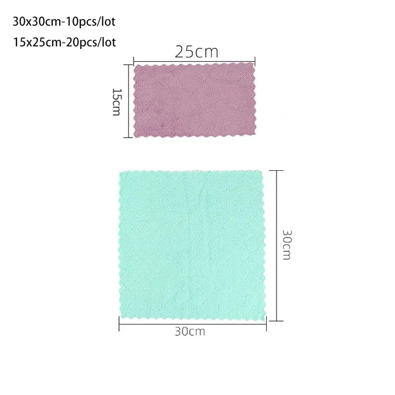 10/20pcs Dishwashing Cloth Kitchen Cleaning Wipes Household Multipurpose Absorbent Nonstick Oil Fiber Cleaning Cloth