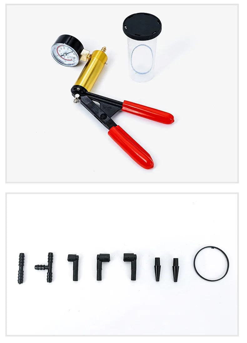 2 in 1 Brake Bleeder THand Held Vacuum Pump Test Vacuum Purge Coolant Refill Tool Gauge Adapters Auto Brake Fluid Bleeding Set