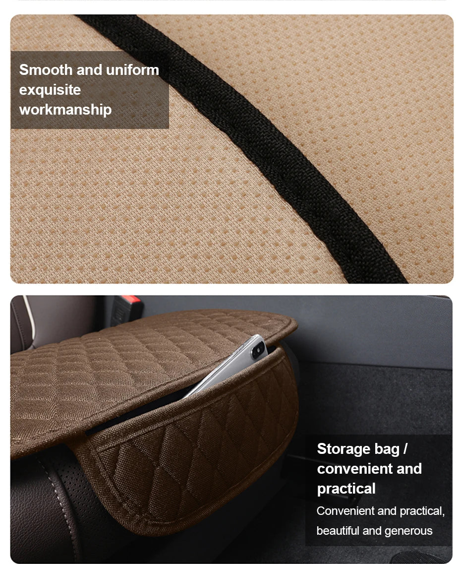 SEAMETAL 1Pc Flax Car Front Seat Cover Breathable Linen Car Seat Cushion Anti Slip Auto Chair Protector Universal for Sedan Suv
