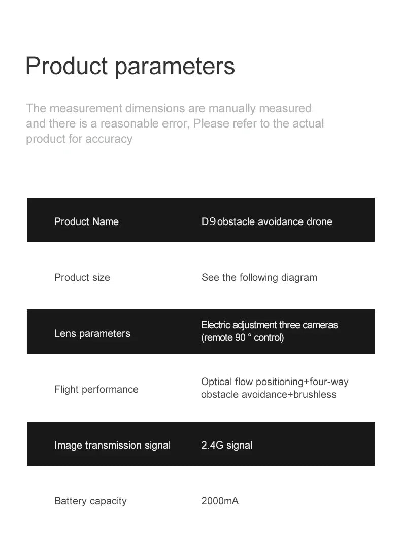 D9 DRONE 8K Professional 4K Three Cameras Brushless No GPS Obstacle Avoidance Optical Flow Position RC Quadcopter Gifts Toys