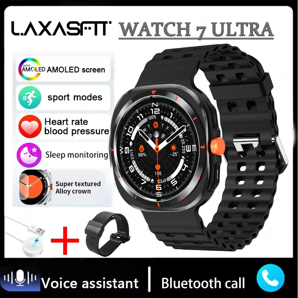 LAXASFIT Watch 7 Ultra Smartwatch Bluetooth Talk HD AMOLED Screen Fitness Tracker Health Monitoring Smartwatch for Android IOS