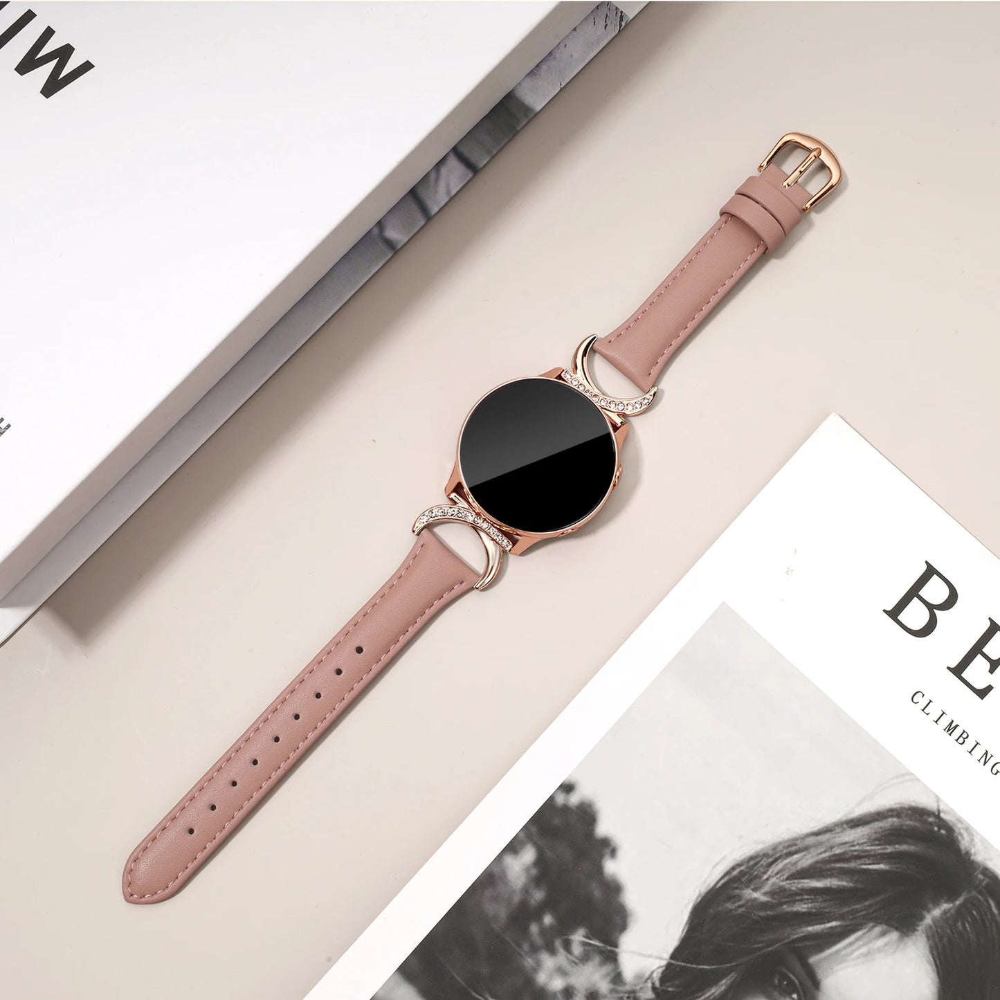 Leather strap compatible with Samsung Galaxy Watch 7/6/5/4 Classic strap 40/42/44/43/45/46/47mm Stylish 20mm strap for women