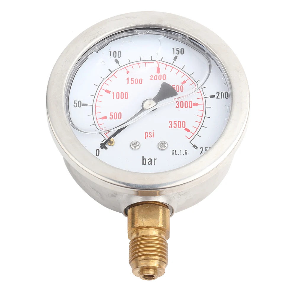 Hydraulic Gauge Hydraulic Pressure Gauge Manometer 0-250Bar 0- 3750PSI G1/4 63mm Hydraulic Water Pressure Gauge Meter