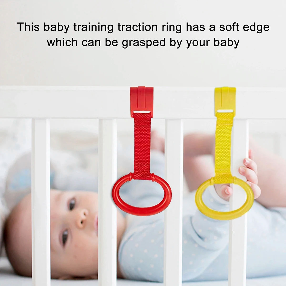 Baby Crib Pull up Rings Baby Walking Exercises Assistant Cot Hanging Rings Baby Bed Stand Up Rings for Playpen Play Gym