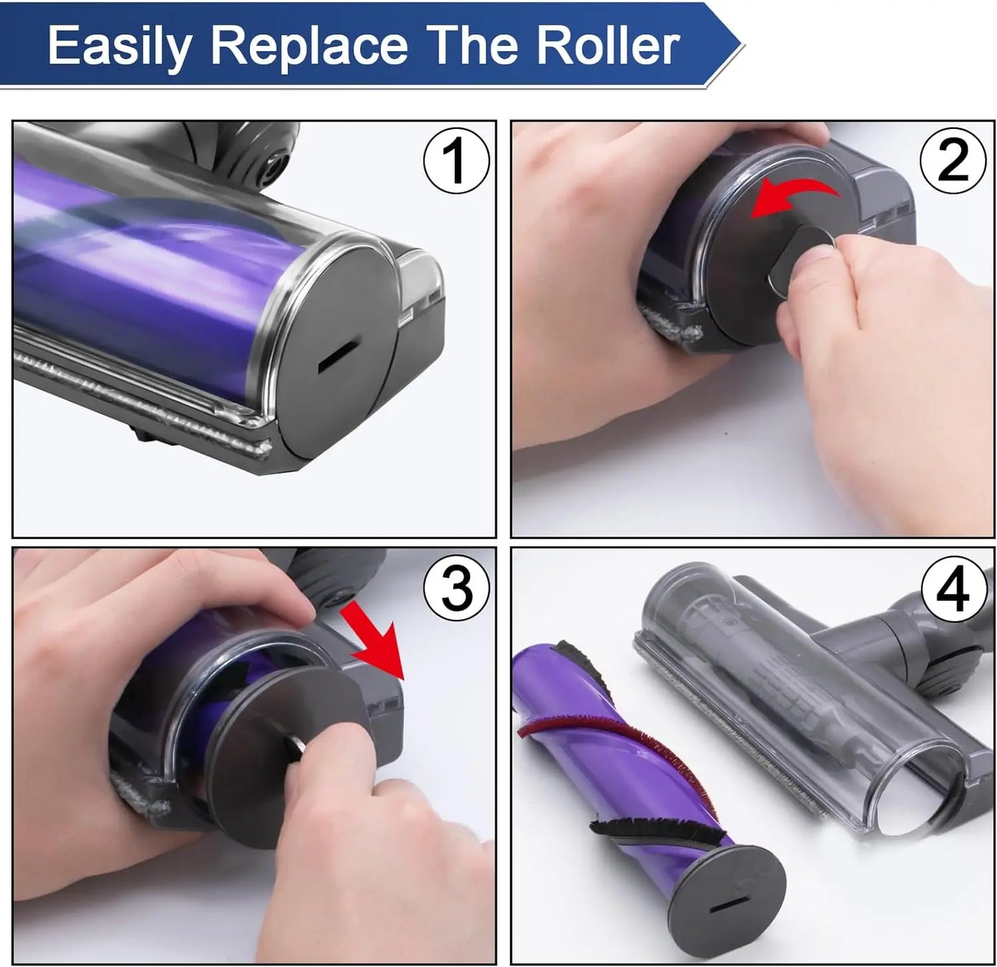 Electric Direct Dirve Vacuum Head for Dyson V7 V8 V10 V11 V15 Hardwood Floor Attachment Bristle Roller Brush Parts